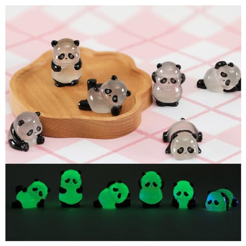 Skulpturen von 12 Niedlichen Mini Pandas,Kuchendekoration,leuchtenden Baby-Pandas,Cupcake Toppers，Gartenfiguren，Feengarten-Zubehör，Mikro Landschaft Gartendekoration,Auto-dekorationszubehör von Shamoparty