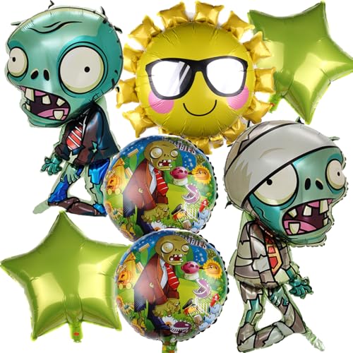 Zombie-Folienballons 7Stk,Pflanzen Gegen Zombies Luftballons,Ballons für Jungs und Mädchen für Kinder Geburtstag Schuleinführung Schulanfang Motto Party von Shamoparty