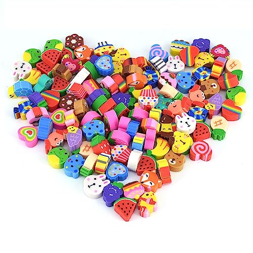 Radiergummi,150 PCS Süße Radiergummis Radiergummi Kinder Radiergummi Set Fruchtgeschmack Radiergummi Set Tier Radiergummis Kleine Radierer von ShanBye