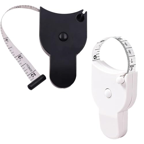 Tape Measure Körper Maßband Set,2 PCS Einfahren Maßband Enthalten Verschluss Pin und Push Knopf Schwarzes Körpermassband Umfangsmessband Einziehbares für Nähen Schneider Stoff Körper Maß von ShanBye