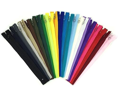 Unsichtbare Reißverschlüsse,32 Stück Farbiger Reißverschluss Nylon Schneider Nähen Metallreißverschlüsse Zipper Reisverschlüsse zum Nähen für Schneiderkleidung Basteln Kurzwaren 20CM von ShanBye