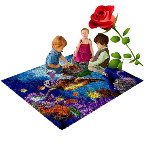 ShangGan 60 x 85cm Knüpfteppich Zum Selber knüpfen - Knüpfteppich für Kinder und Erwachsene - Knüpfsets Latch Hook Kit Selbst Knüpfen Set für Kinder und Erwachsene von ShangGan