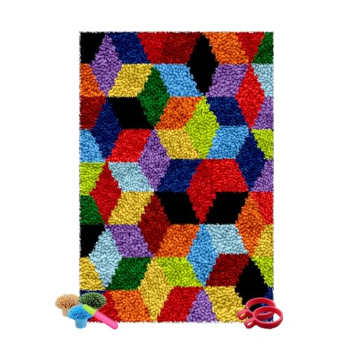 ShangGan Knüpfteppich zum Selber Knüpfen | 3DTeppich Knüpfset Erwachsene | Knüpfpackung Teppich Latch Hook Rug Kits Home Dekor/Geschenk 140 x 160 cm von ShangGan