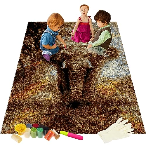 ShangGan Knüpfteppich zum Selber Knüpfen Teppich Knüpfteppich Formteppich Rasthaken Kits DIY Werkzeuge für Kinder Erwachsene Zum Selber Knüpfen Teppich Rasthaken Teppich Set 31.5"×43.3"/80×110cm von ShangGan