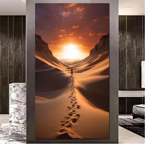 Diamond Painting Erwachsene XXL Sonnenuntergang Wüste, Diamant Painting Bilder Groß, Diamond Painting Set for Anfänger Mosaic Craft Kit für Wand Dekor Square Drill 50x100 cm von ShangShengzi