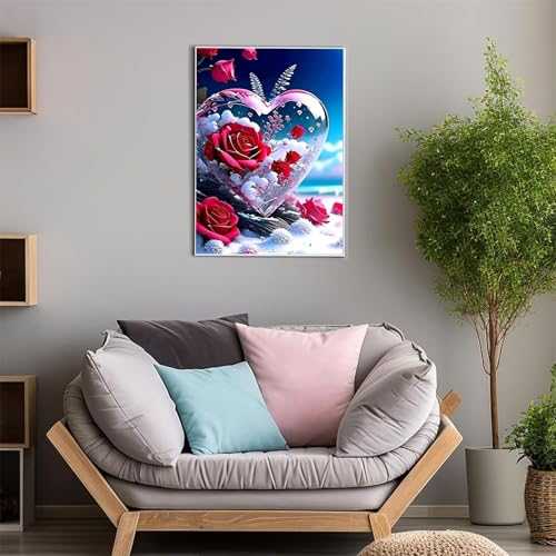 Diamond Painting Set für Erwachsene DIY 5D Diamant Painting Rosen Schnee Malen nach Zahlen Diamant für Kinder Anfänger für Home Wall Decor Round Drill 100x130cm von ShangShengzi