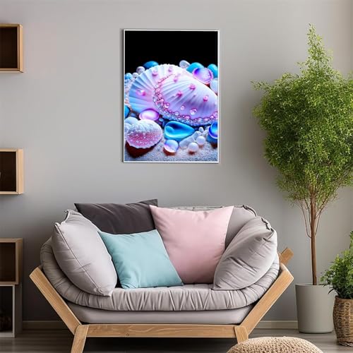 ShangShengzi Diamond Painting Set für Erwachsene DIY 5D Diamant Painting Hellrosa Muscheln Malen nach Zahlen Diamant für Kinder Anfänger für Home Wall Decor Round Drill 100x130cm von ShangShengzi