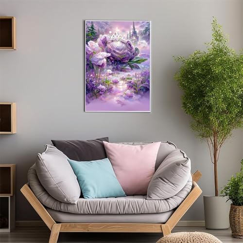 ShangShengzi Diamond Painting Set für Erwachsene DIY 5D Diamant Painting Lila Blume Malen nach Zahlen Diamant für Kinder Anfänger für Home Wall Decor Round Drill 100x130cm von ShangShengzi