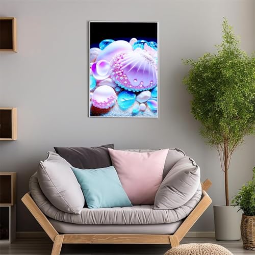 ShangShengzi Diamond Painting Set für Erwachsene DIY 5D Diamant Painting Lila Muscheln Malen nach Zahlen Diamant für Kinder Anfänger für Home Wall Decor Round Drill 100x130cm von ShangShengzi