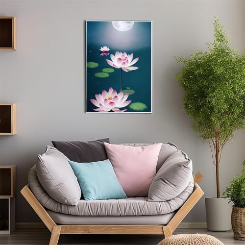 ShangShengzi Diamond Painting Set für Erwachsene DIY 5D Diamant Painting Rosa Lotusblüte Malen nach Zahlen Diamant für Kinder Anfänger für Home Wall Decor Round Drill 30x40cm von ShangShengzi