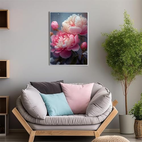 ShangShengzi Diamond Painting Set für Erwachsene DIY 5D Diamant Painting Rosa Pfingstrose Malen nach Zahlen Diamant für Kinder Anfänger für Home Wall Decor Square Drill 30x40cm von ShangShengzi