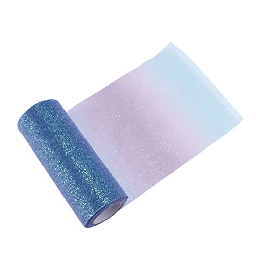 Regenbogen-Glitzer-Tüll, Tüll-Rollenspulenstoff mit breiter Anwendung Praktisch Schön für Party für Bankett für Hochzeit(Farbverlauf blau) von Shanrya