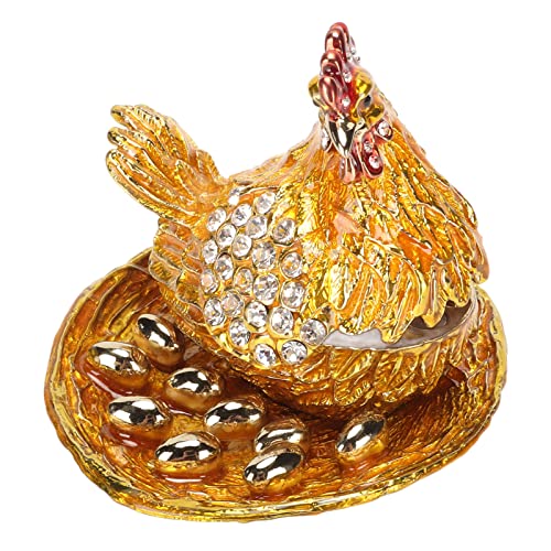 Shanrya Henne Figur Schmuckschatullen, Legierung Strass Kleine Goldene Schmuckschatulle für Zuhause von Shanrya