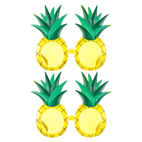 Hawaii-Sonnenbrillen, -Sonnenbrillen,2 Paar Ananas-Brillen, lustige Brillen - Hawaiianische tropische Sonnenbrille, Ananas-Partygeschenke, hawaiianische Stand-Requisiten für den Sommer-Pool-Stran von Shapen