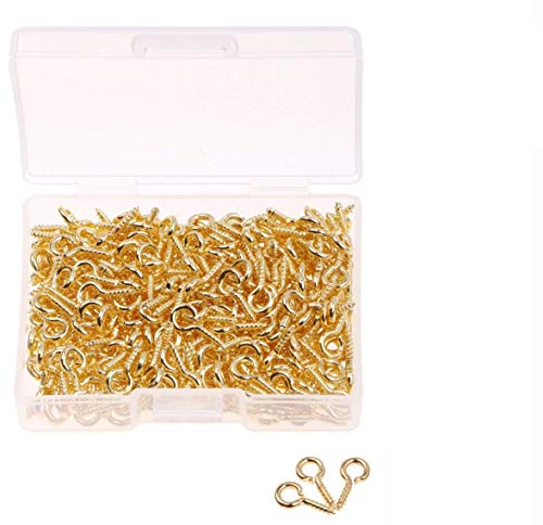 Shapenty 300PCS Mini Metal Hoop Peg Screw Eye Pin Hook for Arts & Crafts Projects, Cork Top Bottles, DIY Jewelry Making Findings, Earring Charm Bead, 10x4.5mm (Gold) von Shapenty