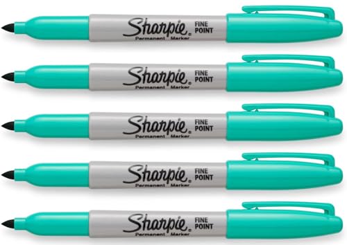 Sharpie Grüne Permanentmarker, feine Spitze, 5 Stück (Farbe: Aquagrün) von Sharpie