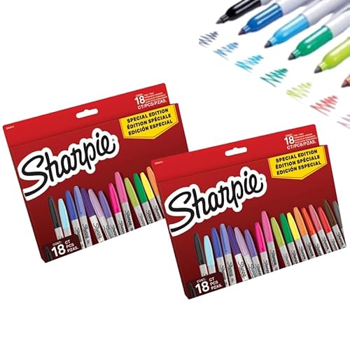 Sharpie Permanent-Marker-Set | Farbsortiment in limitierter Auflage | Fine Point | Markierstifte mit 18 Stück x 2 | Back-to-School-Set von SHARPIE