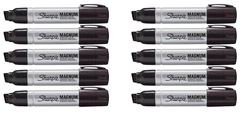 Sharpie Pro Magnum Permanentmarker, Keilspitze, schwarze Tinte, 10 Stück, lose Packung von Sharpie