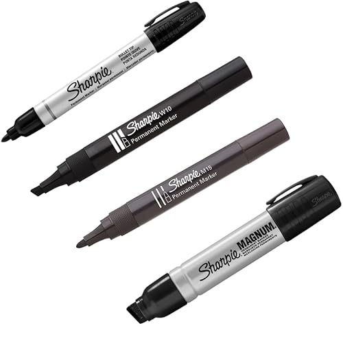 Sharpie Professionelle technische Permanentmarker, Rund- und Keilspitzen, für schwierigste Oberflächen, 4 Stück von SHARPIE