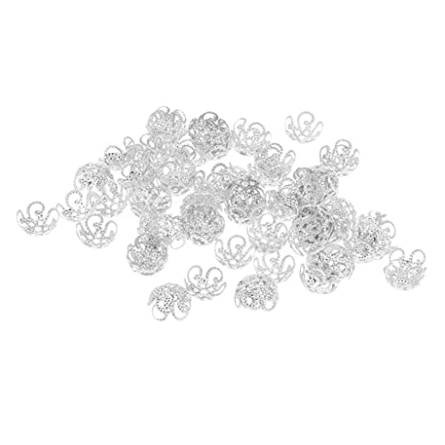 100x Blumen Metallperlen Zwischenring Zwischenperlen Perle 10mm - silber von Sharplace