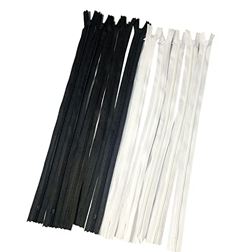 Sharplace 10 weiß und schwarz Unsichtbar Nylon Geschlossen Ende Reißverschluss Reißverschlüsse Zum schneidern 40cm von Sharplace