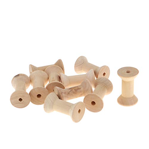 Sharplace 10pcs Zwirnspule Garnrolle Dekospule Holzspule Spule, unlackiert, B, 3 x 5 cm von Sharplace