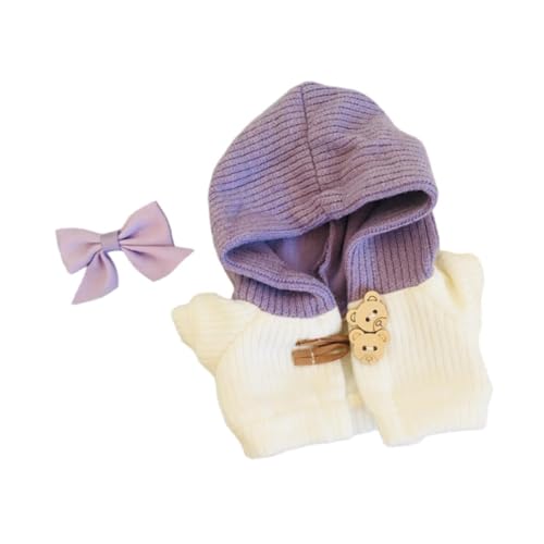 Sharplace 2 Stück Puppen-Kapuzenpullover, Mantel mit Schleife, Haarnadel, Miniatur-Kleidung, lässige Outfits für 20 cm große Puppen, Mädchenpuppen, Violett von Sharplace