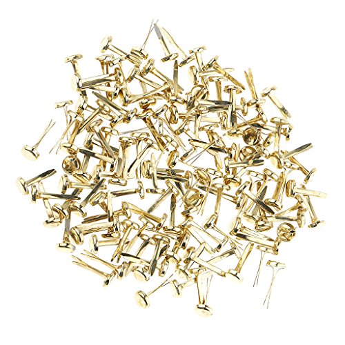 Sharplace 200er Set Mini Drahtstifte Mini Brads Rundkopf-Klammern Musterklammern für Papier Bastelarbeiten Scrapbooking, Gold, 8mm von Sharplace