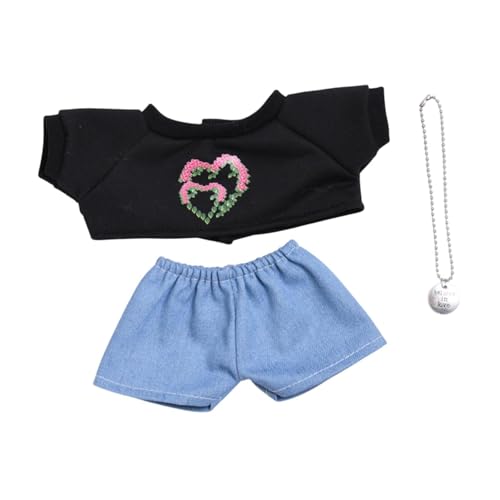 Sharplace 3X Fashion Dolls T -Shirt und Hosenkette, Miniaturkleidung, handgefertigte Kleidung für 15 -Zoll -Puppen Neujahr Geschenke , Schwarz Blau von Sharplace