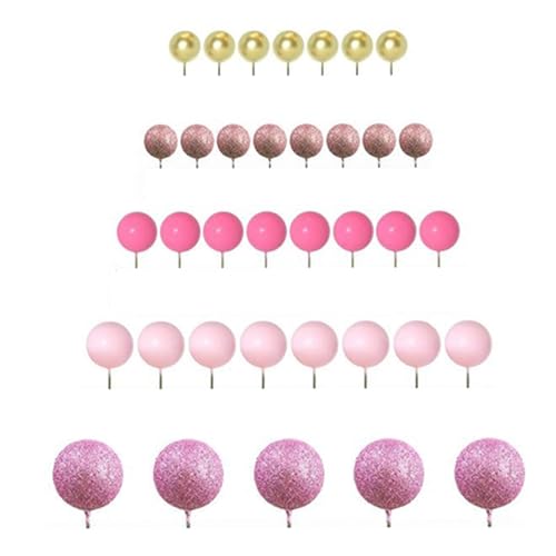 Sharplace 50pcs Cake Toper Bälle Schaumkugeln Cupcake Topper Sticks Kuchen Dekoration Supplies Miniballons für Hochzeitstag Party, Rosa von Sharplace