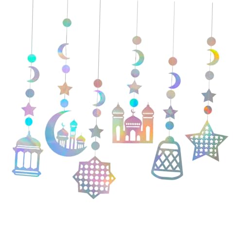 Sharplace 6 Stücke Ramadan Eid Dekoration Streamer Ornament Ramadan Hängende Dekor Kuliebchen Hängende Wanddekoration für die Heimatbabytheor, Silber von Sharplace