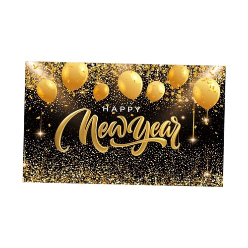 Sharplace Hängendes Banner Silvester-Hintergrund 180 cm x 115 cm große Polyester- Urlaub dekorativen Hintergrund Thema Party-Dekoration, Style A von Sharplace