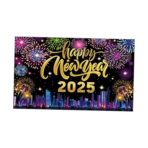 Sharplace Hängendes Banner Silvester-Hintergrund 180 cm x 115 cm große Polyester- Urlaub dekorativen Hintergrund Thema Party-Dekoration, Style B von Sharplace