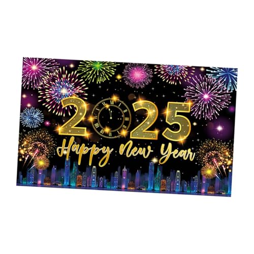 Sharplace Hängendes Banner Silvester-Hintergrund 180 cm x 115 cm große Polyester- Urlaub dekorativen Hintergrund Thema Party-Dekoration, Style C von Sharplace