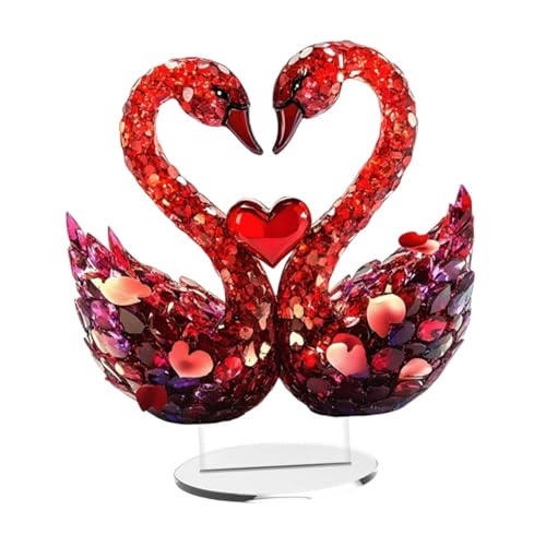 Sharplace Romantische Liebe Swan Ornament Tisch Herzstück 2D Flachhandwerk Acryl Tischlaut Dekor für Innenbürogeschenk für Familienfreunde von Sharplace