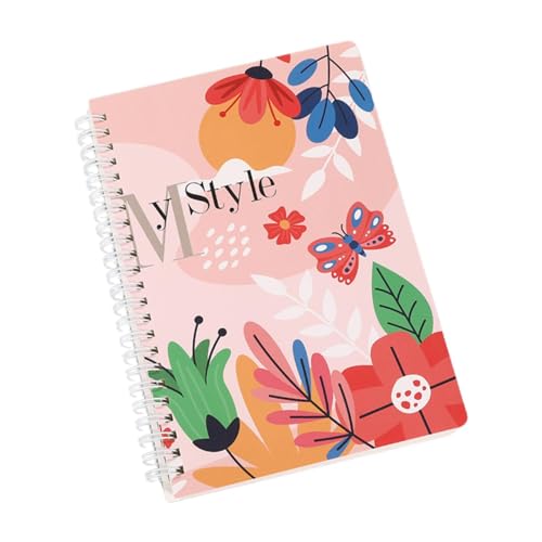 Sharplace Spirales Notebook -Zeitplan Notizblock Agenda 15.2cmx21cm, tragbares Tagebuch 96 Blätter Gefüttertes Notizbuch Journal Journal Notepad für die Schule, Blumen von Sharplace