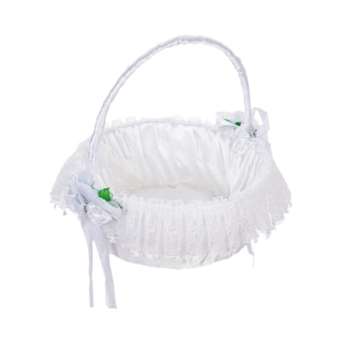 Sharplace Weißer Blumenkorb für Hochzeiten mit Spitze, Satin, dekorativer, moderner Aufbewahrungshalter für Süßigkeiten zur Hochzeit für Zeremonien Sharplace Weißer Blumenkorb für Hochzeiten mit Spitze, Satin, dekorativer, moderner Aufbewahrungshalter für Süßigkeiten zur Hochzeit für Zeremonien von Sharplace