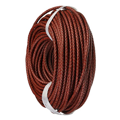 Sharplace Woven Leather Cord Geflochtene Lederband Schmuckherstellung, Dunkelrot, 6mm von Sharplace