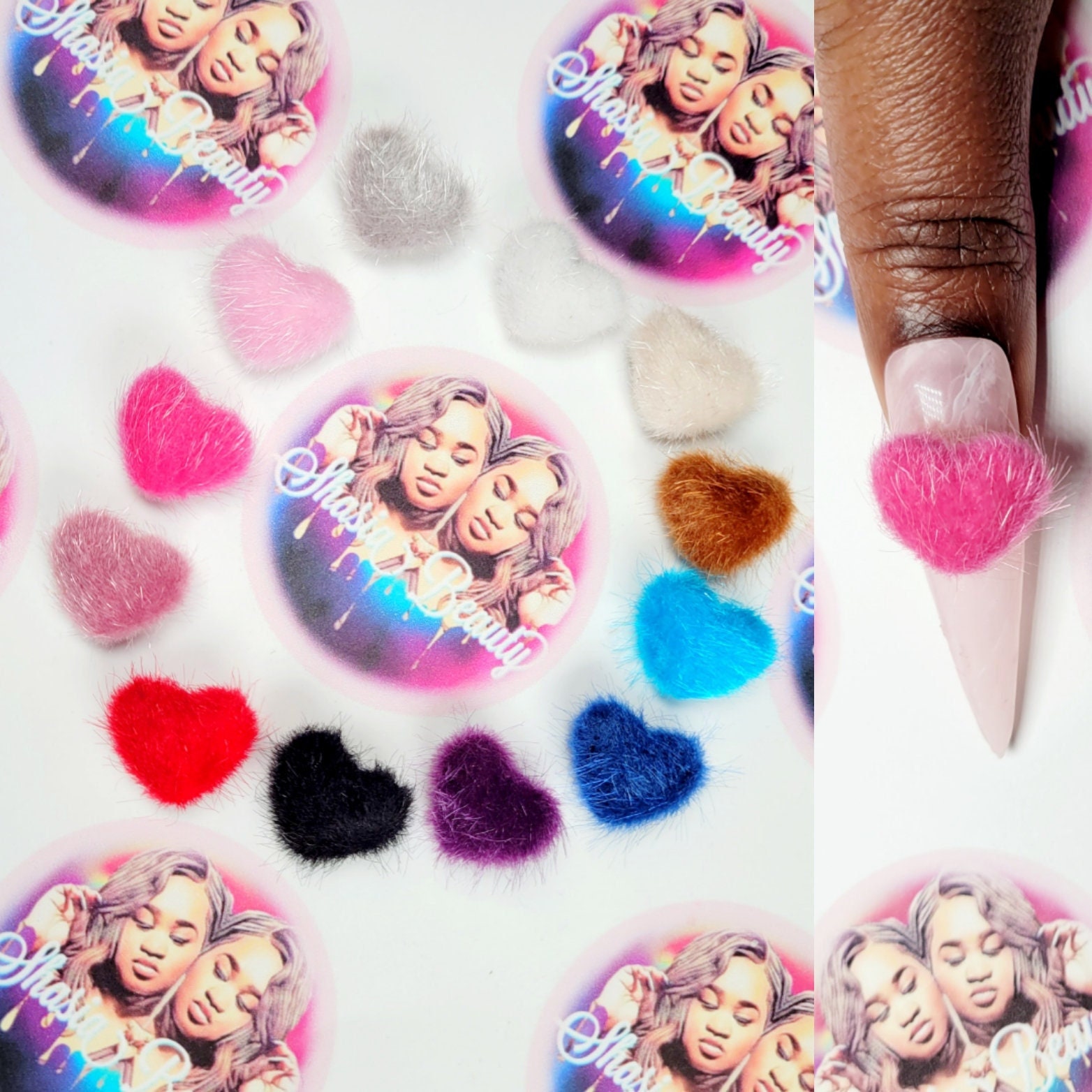 Herz Fell Nagel Pom Poms Für Baddie Nails 2Pom Set| Valentine Charms von ShasiaBeauty