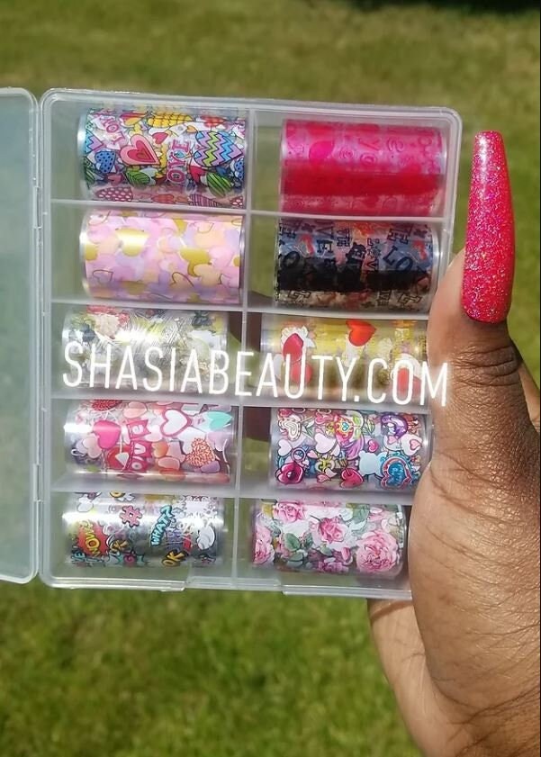 Liebe Herzen Nail Art Foil Box/Variety Pack/ Valentinstag Nägel/Herz Folien/Einfache Nageldesign/Liebe Nägel von ShasiaBeauty