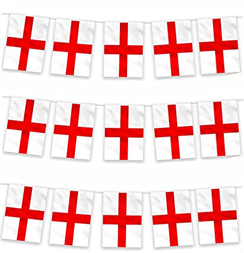 Wimpelkette St. Georges England Englisch Polyester Banner 30 Flaggen für Straßenparty Fußball Rugby Cricket Day WM Dekoration Unterstützung von SHATCHI