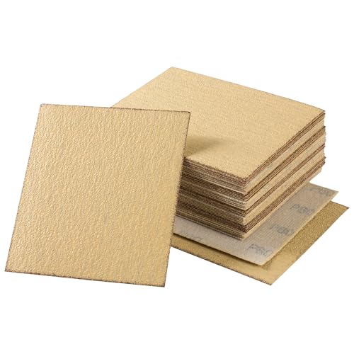 Shawya 40 Stück 1/4 Blatt Schleifpapier 11,4 x 14,9 cm, Goldschleifpapier mit Ring- und Schlaufenrückseite, Körnung 80, Schleifpapier für Handschleifblöcke, Holzbearbeitung, Autolack für von Shawya