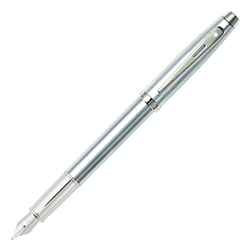 Sheaffer 100 gebürsteter Chrom-Füllfederhalter mit mittlerer Feder von Sheaffer