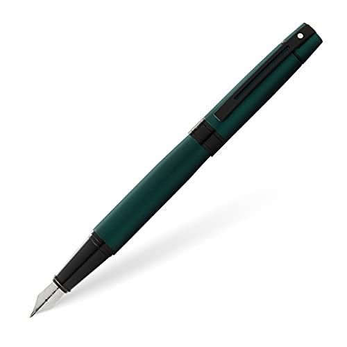 Sheaffer 300 Füllfederhalter (M-Feder, inkl. 2 Tintenpatronen, Kolbenkonverter und Luxus-Geschenkbox) Mattgrün von Sheaffer