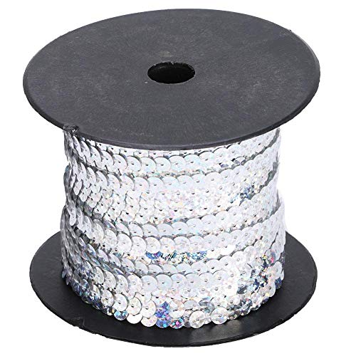 1 Rolle Pailletten String, 100 Yard Pailletten String 6mm dekoratives Zubehör für Stoffschuh Kunststoff Harz Pailletten Linie( Silber) von Sheens