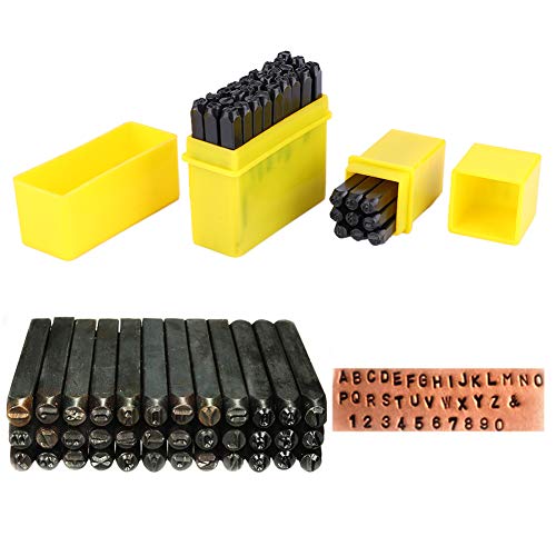 36 stücke kohlenstoffstahl punch set, 4mm anzahl brief alphabet punch metall stempel tool kit mit fall metall stempel tool kit enthalten 9 zahlen 26 buchstaben und &Druckknöpfe von Sheens