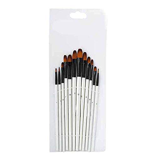 Aquarellpinsel, 12-TLG. Perlweißstab Nylonhaar Künstler-Acrylpinsel Aquarellpinsel-Set für Ölgemälde[Filbert-TIPP] Pinsel-Sets von Sheens