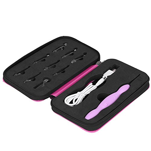 LED Häkelnadeln Set, 9 austauschbare Köpfe leuchten Stricknadeln Weave Sewing Tool Zubehör mit Reißverschluss FallHäkelnadeln von Sheens