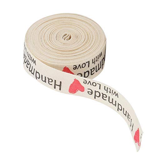 Nähband, 5 Stränge, 1,5 cm breit, Natur-Baumwollband, handgefertigt, Schriftarten, Geschenkband, für Kleidung, Etikett (rotes Herz) von Sheens