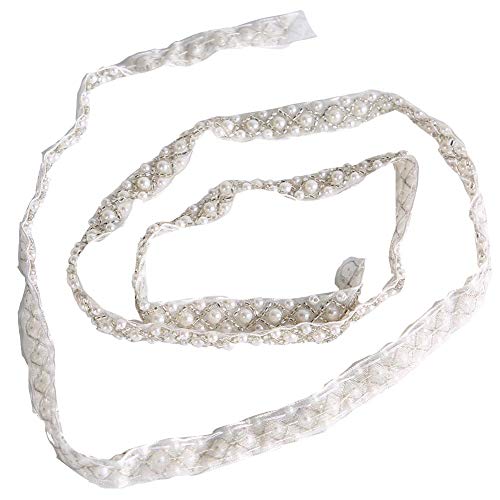 Perle Perlen Lace Trim Ribbon Edge weiße Kante Trimmen Stoff gestickte Applikation Nähen Handwerk Hochzeit Brautkleid Schärpe Gürtel DIY [Große kleine Perlenspitze]Borten mit von Sheens